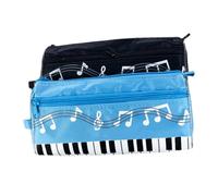 NAMOARLY Music Symbol Pencil Bag Double Layer Large Capacity Pen Storage Pouch for Students Boys Girls Piano Pattern Stationery Case 2pcs Black and Light Blue Suitable for School and Travel