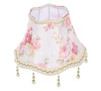 NAMOARLY Pink Lampshade for Table Light with Vintage Macrame and Beads Design, Sturdy Iron Frame and Cloth Material, for Living Room Or Study Simple Installation Decorative Lampshades