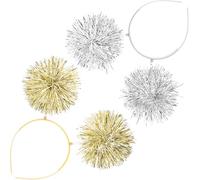 NAMOARLY Pom Pom Headbands Trendy Gold and Silver Curling for Women and Teens Headbands 2pcs Flexible Glitter Silk Hair Accessories with Stunning Effect, for Dress up Costume and Party