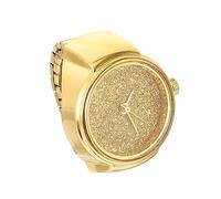 NAMOARLY Quartz Ring Watch for Women and Men Gold Glitter Design, Mini Finger Watch Suitable for Birthday and Christmas, Fashionable Vintage Style Ring Clock