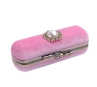 NAMOARLY Retro Velvet Makeup Lipstick Organizer Box with Pocket-Sized Design and Mirror, Elegant Vintage Lipstick Storage Case a Gift Random Color
