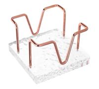 NAMOARLY Rose Gold Memo Notes Stand with Marble Pattern Acrylic Base, Desktop Memo Pad Holder and Business Card Storage Box for Office and Home Desk Organization