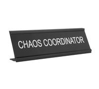 NAMOARLY Shaped Aluminum Alloy Desk Name Plate for Office Chaos Coordinator Clear Text Plaque with Modern Chic Design Workstation Display for Home and Desk Decor