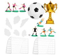 NAMOARLY Soccer Birthday Cake Toppers Set Plastic Football Player Figurine Champion Cake Decorations for Boys Sports Theme Parties and
