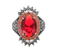 NAMOARLY Vintage Thai Silver Adjustable Ring with Red Garnet Gemstone Creative Fashion Women Jewelry Statement Decor Band for All Styles and Occasions