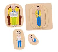 NAMOARLY Wooden Multi Layered Montessori Puzzle with Cartoon Human Figures for Cognitive Development Educational Enhancing Observation and Learning Skills