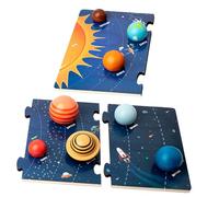 NAMOARLY Wooden Solar System Puzzle Educational for Preschool Learning Space Planets Cognition Early Education Puzzle Enhances Memory and Skills