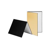 Namolit 3-in-1 Photography Cardboard Folding Photography Reflector Diffuser Plate (Black+White+Gold) for Still Life Product Food Photoshooting, A3 Size