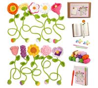 NAMOON Crochet Kits for Beginners Adults, 10 Flower Bookmarks Beginner Crochet Kit Include Crochet Yarn, Step-by-Step Video Tutorial, Hook, Holiday Birthday Valentine's Day for Friends, Families