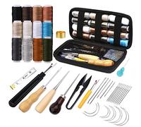 NAMOON Leather Sewing Kit, 48PCS Upholstery Repair Kit Heavy Duty | Sewing Kit with Stitching Needles, Sewing Awl, Seam Ripper, Sewing Thread for Repair, Hand Sewing, DIY Leather Crafting