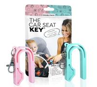 NAMRA The Car Seat Key - Original Car Seat Key Chain Buckle Release Tool - Easy Unbuckle Opener Aid for Nails, Parents, Grandparents & Older Children Made in USA (2 Pack, Teal & Pink)