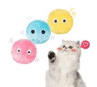 Namsan Cat Ball Interactive Cat Toy with Chirping Pack of 3 Plush Cat Play Ball for Cats, Blue + pink + yellow