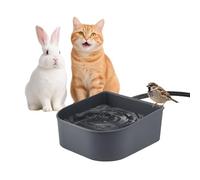 Namsan Heated Water Bowl for Cats Outdoor/Indoor, 1L Rabbit Thermal Bowls, Prevents Freezing, Hanging Heated Cage Bowl for Chicken, Birds, Small Dogs, Self-Assembly, Grey