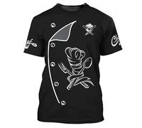 Namufeitrade Food 3D Printed Chef T-Shirt for Men/Women Kitchen Work Short Sleeve Clothes Round Neck Pullover Tops(No Buttons)