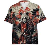 Namufeitrade Japanese Samurai 3D Printed Hawaiian Shirt Women's Men's Warrior Cat Pattern Button Down Shirt Summer Holiday Shirt