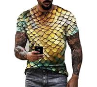 Namufeitrade Men's Fish Scales 3D Printed T Shirt Summer Casual Short Sleeve T-Shirts Breathable Plus Size Loose Fit Blouse Tops