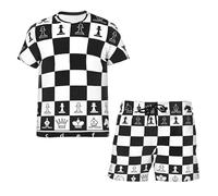 Namufeitrade Summer 3D Printed T-Shirt Shorts 2 Piece Set Casual Chess Pattern Men's Sports Suit Fashion Streetwear