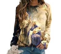 Namufeitrade Virgin Mary Sweatshirt 3D Printed Women Y2K Streetwear Oversized Pullover Women's Clothing