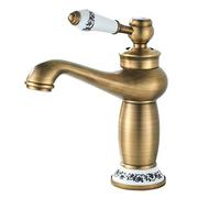 Namuoto Bathroom Sink Taps Retro, Single Lever Ceramic Handle Basin Mixer Tap with G1/2" UK Standard Hoses, Luxury Victorian, Antique Brass