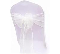 Namvo 10pcs Organza Chair Bows White, Fuller Wider Sash Chair Sashes Ribbon for Wedding Party Events Birthday Decoration, Not Included The White Chair Cover