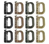 Namvo 12PCS Tactical Carabiner Khaki Army Green Black Brown Carabiner Clips Outdoor Snap Hook Keychain for Camping Fishing Hiking or Travel Hang Anything