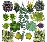 Namvo 16pcs Artificial Succulent Model - Artificial Succulent Model Flocked Green Texture Suitable for DIY Handmade Home Office Party Decoration (Highly Realistic)