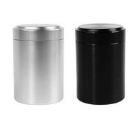 Namvo 2 Pcs Aluminum Storage Jar,Portable Small Airtight Container Bottle,Vacuum Container Mini Metal Seal Can for Tea/Coffee/Sugar/Biscuits/Spices,60 ml Black/Silver
