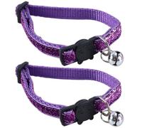 Namvo 2 Pcs Purple Cat Collars with Bells, Breakaway Kitten Collar, Sparkle Adjustable Safety Kitten Collars