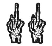 Namvo 2 Pcs Skull Middle Finger Skeleton Bone Ghost Embroidered Badge Iron On Sew On Patch