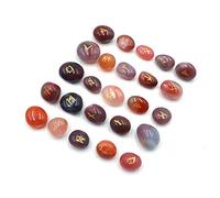 Namvo 25pcs Energy Dvining Stones with A Bag, Gemstone Runes with Engraved Lettering and Pouch