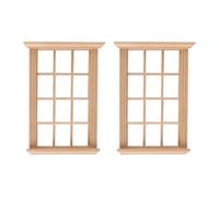 Namvo 2pcs 1:12 Dollhouse Window Frames Miniature Wooden Windows DIY Dollhouse Bedroom Accessories Birch Wood Twelve Grid Window Frames for Dollhouse Decoration