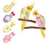Namvo 4 Pieces Bird Diapers, Flight Suite Liners, Washable Reusable Protective Parrot Nappy Clothes with Waterproof Inner Layer Cute Urine Wet Suit for Parrot Macaw Budgies Parakeet L Size