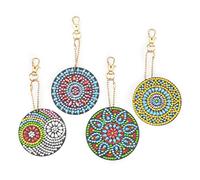 Namvo 4 Pieces DIY 5D Mandala Diamond Art Painting Keychain Kit Double Sided Rhinestone Painting Key Chains Pendant for Women Purse Backpack Handbag Decor