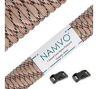 Namvo 550 Paracord 7 Strand Parachute Cord, Mil Spec Type III 15 Meter Tent Guide Rope Survival Parachute Lanyard Cord for Outdoor Camping Crafting Keychains Desert Camo