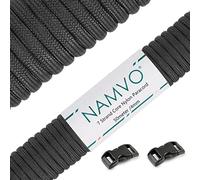 Namvo 550 Paracord 7 Strand Parachute Cord, Mil Spec Type III 50 Meter Tent Guide Rope Survival Parachute Lanyard Cord for Outdoor Camping Crafting Keychains Black