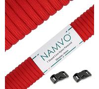 Namvo 550 Paracord 7 Strand Parachute Cord, Mil Spec Type III 50 Meter Tent Guide Rope Survival Parachute Lanyard Cord for Outdoor Camping Crafting Keychains Red
