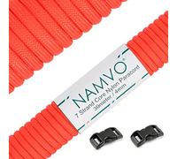 Namvo 550 Paracord Mil Spec Type III 7 strand parachute cord Total Length 100ft / 30 Meters, Orange-red