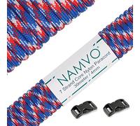 Namvo 550 Paracord Mil Spec Type III 7 strand parachute cord Total Length 100ft / 30 Meters, Red + White + Blue