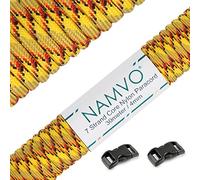 Namvo 550 Paracord Mil Spec Type III 7 strand parachute cord Total Length 100ft / 30 Meters, Yellow and red black Plaid