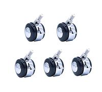 Namvo 5Pcs 10 x 22 mm Furniture Table Castor Wheels Heavy Duty 200kg PU Rubber Swivel Trolley Caster with Brakes Black