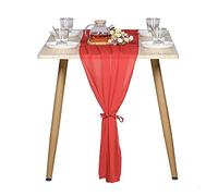 Namvo 70x300CM Wedding Chiffon Table Runners Fabric Table Overlay Long Table Runner for Banquet Decor Chiffon Runners for Party Voile Sheer Fabric Drapes, Red