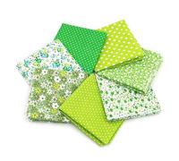Namvo 7pcs 50 x 50cm Cotton Craft Material Patchwork Pattern Cloths DIY Handmade Sewing Quilting Fabric Different Designs Green Tone