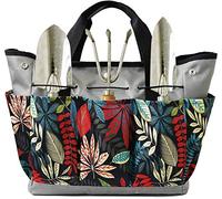 Namvo Garden Tools Bag, Durable Oxford Fabric Tote Bag，Wear-Resistant & Reusable, Deluxe Home Organizer with Pockets,Gardening Kit for Women (Grey+ Multicoloured)