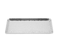 Namvo Hammered Stainless Steel Rectangular Decorative Tray Vanity Tray for Bathroom Counter Kitchen Counter Storage Hand-Hammered Platter in Elegant Silver