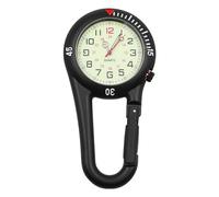Namvo Luminous Watch Clip on Black Alloy Paramedics Pocket Carabine Safety Clips Climbing Camping Watch Glowing Dial Quartz Watch