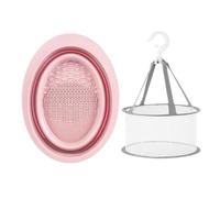 Namvo Makeup Brush Cleaning Pad and Hanging Drying Net, Silicone Cleaning Bowl with Mesh Drying Basket, Foldable Makeup Brush Cleaner, Dryable Makeup Sponge, Puff Brush
