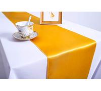 Namvo Pack of 10 Satin Table Runners 12 x 108 inch for Wedding, Reception and Any Party(Gold)
