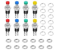 Namvo PBS-110 8 pairs Mini Momentary Push Button Switch,2-Pin Unlocked Self Resetting 7MM Circular Power Start Button Switch Lockless Push Button Switch 1A 250V AC (4 Colors)