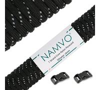 Namvo Reflective 550 Paracord 7 Strand Parachute Cord, Mil Spec Type III 50 Meter Tent Guide Rope Survival Parachute Lanyard Cord for Outdoor Camping Crafting Keychains Black