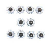 Namvo Set of 10 Light Blue Collection Ceramic Metal Door Knobs Vintage Shabby Chic Cupboard Drawer Pull Handles （3.8 x 3.3 x 0.03 cm）